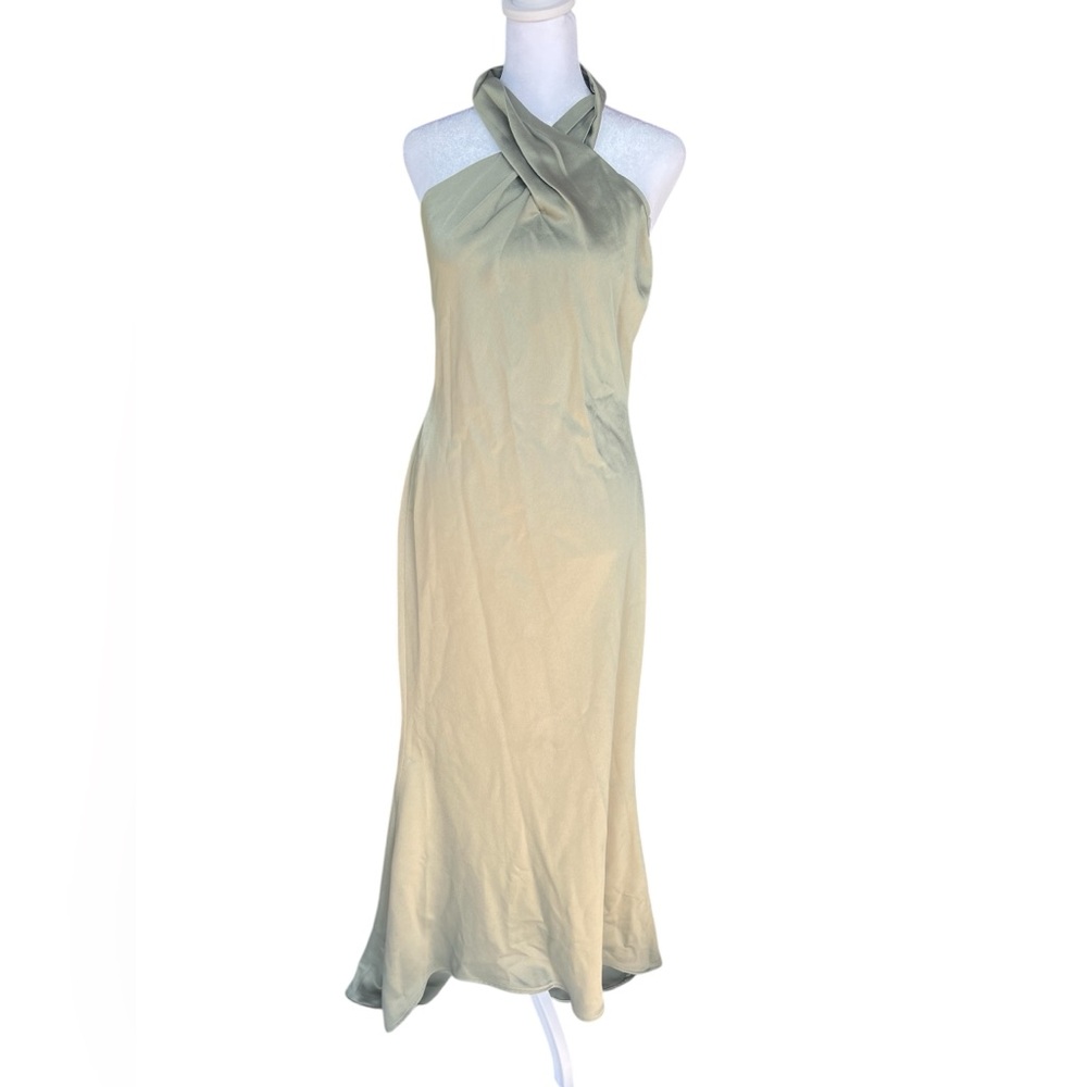 BHLDN Anthropologie Ruby Twist Halter Maxi Dress in Moss Size 6 - Picture 5 of 14